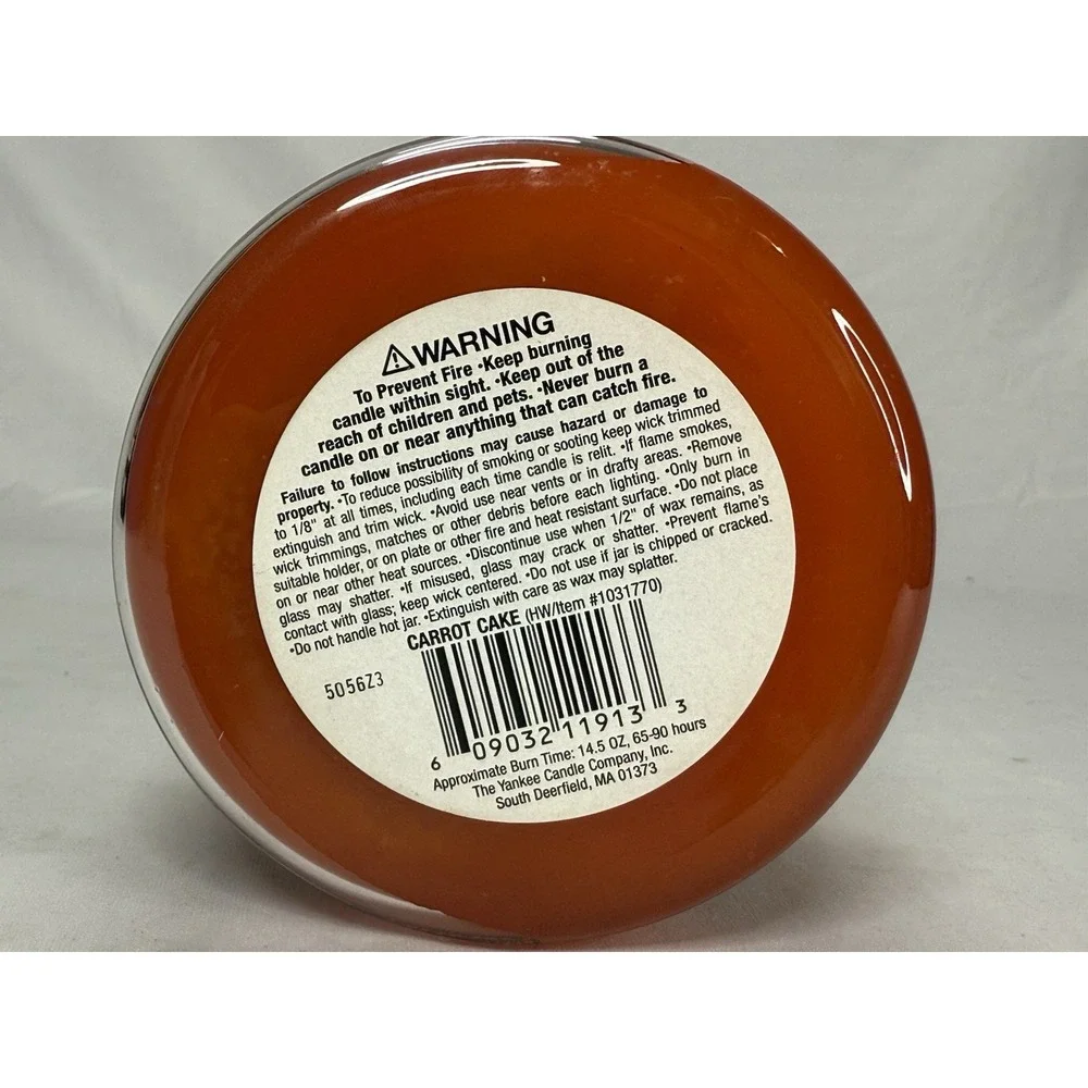 Yankee Candle 14.5 Oz CARROT CAKE Discontinued BLACK BAND. Housewarmer RARE